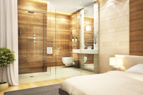 Modern design bathroom and bedroom