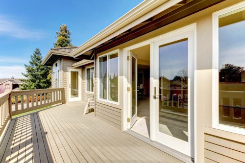 Wooden walkout deck